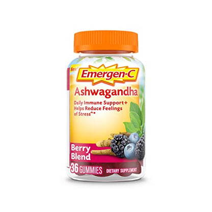 Emergen-C Vitamin C and Ashwagandha Gummies, Dietary Supplement for Immune Support