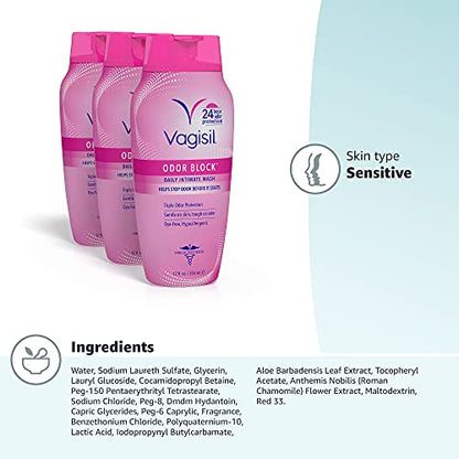Vagisil Feminine Wash for Intimate Area Hygiene, Odor Block, Gynecologist Tested
