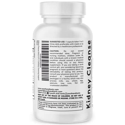 Youth & Tonic Kidney Cleanse Detox for Residual Metabolic Waste & Excess Body Water for Urinary Tract