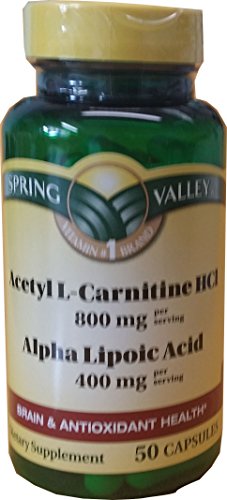 Spring Valley - Acetyl L-Carnitine 800mg Plus Alpha Lipoic Acid 400mg, 50 Capsules