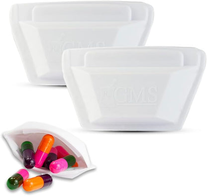 Squeezable Pocket Pill Pouch, Small Travel Pill Case & Organizer, 2 Count | Silicone Squeezable Pill Pouches for Travel, Discreet Small Pill Case, Secure Container with Easy Fuss-Free Pocket Access