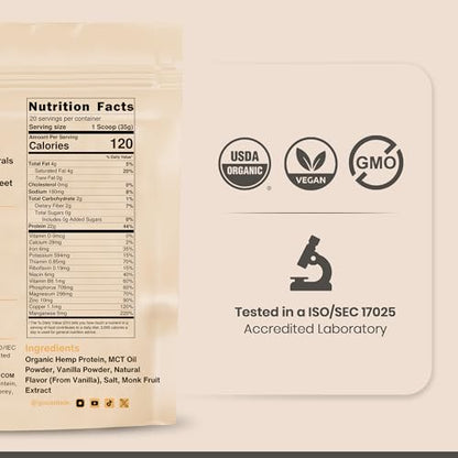Cantein Organic Hemp Protein Powder | Vegan Protein Powder for Protein Shake | 22g Plant