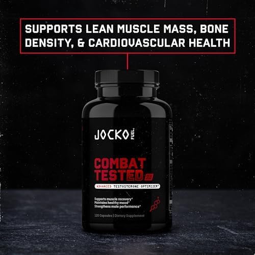 Jocko Fuel Test Booster for Men - Natural Endurance, Stamina, & Strength Booster - Muscle Builder for Men with Ginger Root, Shilajit, & Tongkat Ali, 120ct (30 Servings)