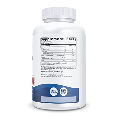Nordic Naturals Vitamin D3 + K2 Gummies, Pomegranate - 120 Gummies - 1000 IU Vitamin
