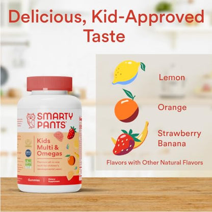 SmartyPants Kids Multivitamin Gummies: Omega 3 Fish Oil (EPA/DHA), Vitamin D3, C