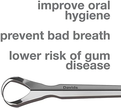 Davids Nano Hydroxi Toothpaste and Tongue Scraper Bundle, Remineralize Enamel, Sensitive Relief & Teeth Whitening - Antiplaque, Fluoride Free, SLS Free, Peppermint, 4oz, Made in USA