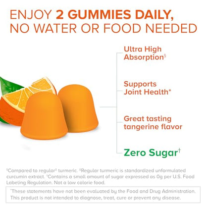 Qunol Zero Sugar Turmeric Gummies, Gummy with 500mg Turmeric Curcumin, Joint Supp
