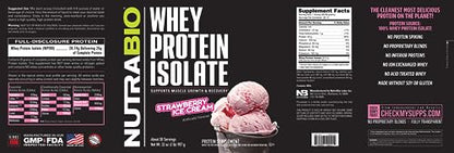 NutraBio Whey Protein Isolate Supplement – 25g of Protein Per Scoop with Complete