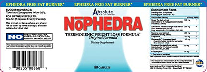 Absolute Nutrition Thermogenic Fat Burners, Nophedra Capsules, 80 Count Bottle