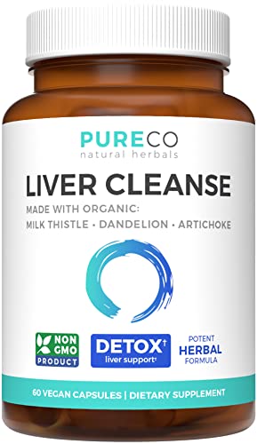 Organic Liver Cleanse Detox & Repair (Vegan, Non-GMO) Milk Thistle Extract (80% Silymarin)