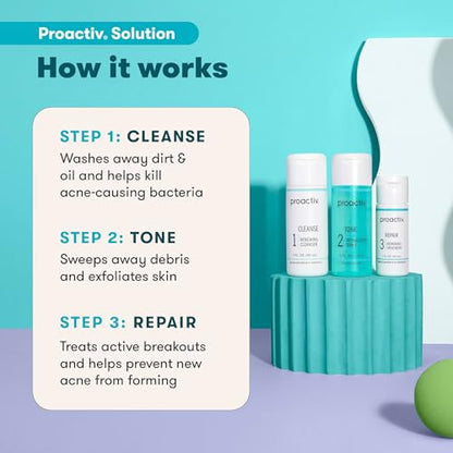 Proactiv 3 Step Acne Treatment - Benzoyl Peroxide Face Wash, Repairing Acne Spot
