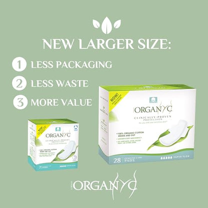 Organyc New and Improved 100% Certified Organic Cotton Overnight Feminine Pads