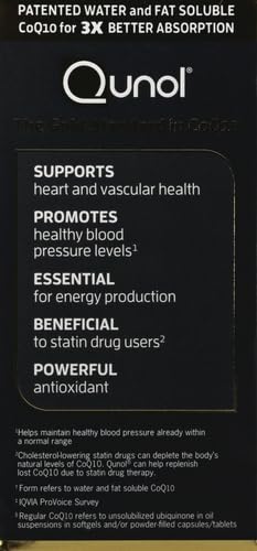 Qunol CoQ10 100mg Softgels, Ultra CoQ10 100mg, 3x Better Absorption, Antioxidant