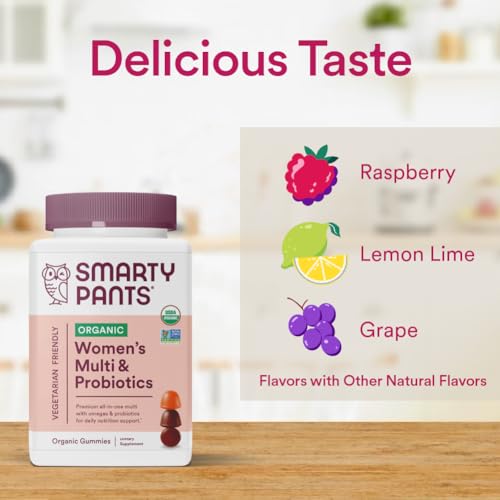 SmartyPants Organic Women's Multivitamin Gummies: Biotin, Probiotics, Methylfolate