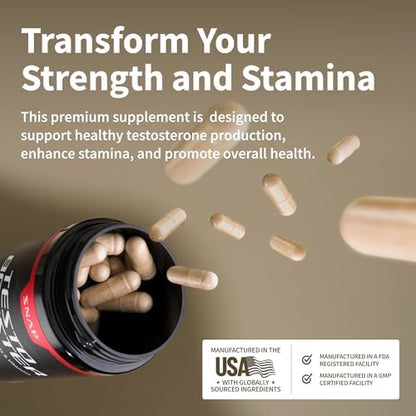 Snap Supplements Nitric Oxide Booster + Testo Booster Supplement Bundle for Men, 90 Vegetarian Capsules Each