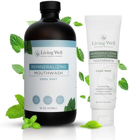 Remineralizing Oral Care Bundle, Mint Toothpaste + Mint Mouthwash