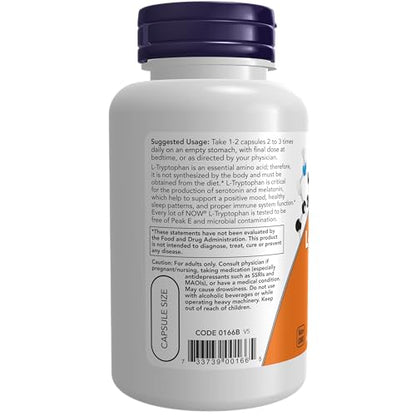 NOW Supplements, L-Tryptophan 500 mg, Encourages Positive Mood*, Supports Relaxation