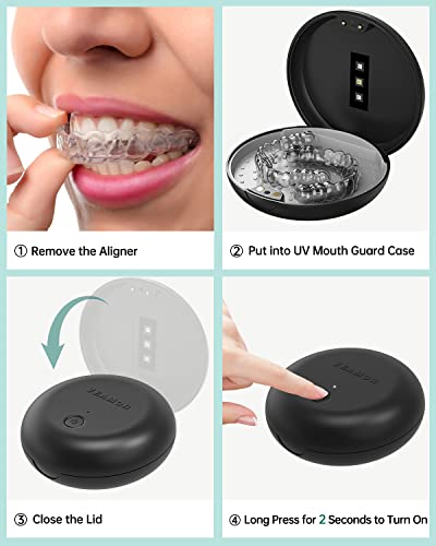 Retainer Case, VEAMOR Invisalign Case Holder, UVC Disinfectant Box Portable