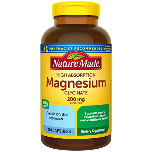 Nature Made Magnesium Glycinate 200 mg per serving, Dietary Supplement for Muscle