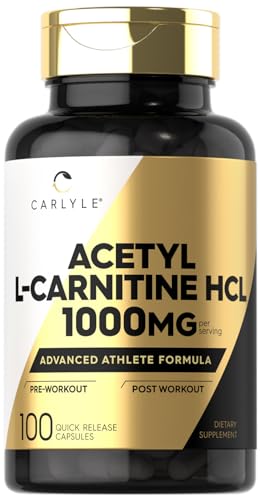 Carlyle Acetyl L-Carnitine HCL Capsules| 1000mg | 100 Count | Non-GMO and Gluten Free 