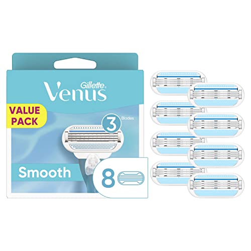 Gillette Venus Smooth Womens Razor Blade Refills, 8 Count, Lubracated to Protect 