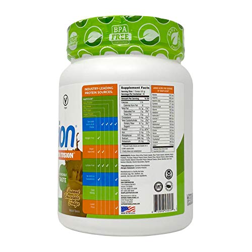 Rawfusion- Vegan Protein Powder, Peanut Chocolate Fudge - 21g of Plant Based Protein