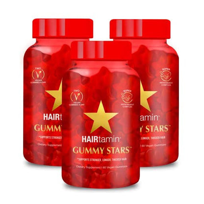 HAIRtamin Vegan Gummy Stars Hair Vitamins | Non-GMO | Natural Biotin Hair Vitamin 