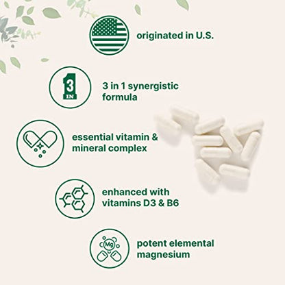 Magnesium Citrate 400mg with Vitamin D3 1000IU & B6, 240 Capsules