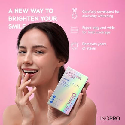 InoPro Teeth Whitening Strips 14 Treatments Kit + Lychee Nano-Hydroxyapatite Whitening Toothpaste with Probiotic + Vanilla Gelato Foam Mouthwash with Nano-Hydroxyapatite, Xylitol, Hyaluronic Acid