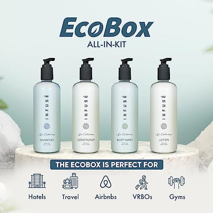 1-Shoppe Aquavera 20 Piece Ecobox All-In-Kit | White Tea and Coconut Soap | 6 Shampoo