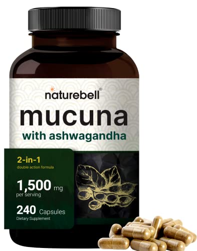 Mucuna Pruriens Capsules, Triple Strength 1500mg Per Serving, 2 in 1 Formula