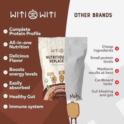 WitiWiti Vegan Meal Replacement, Chocolate - Plant Based Protein Powder 23g