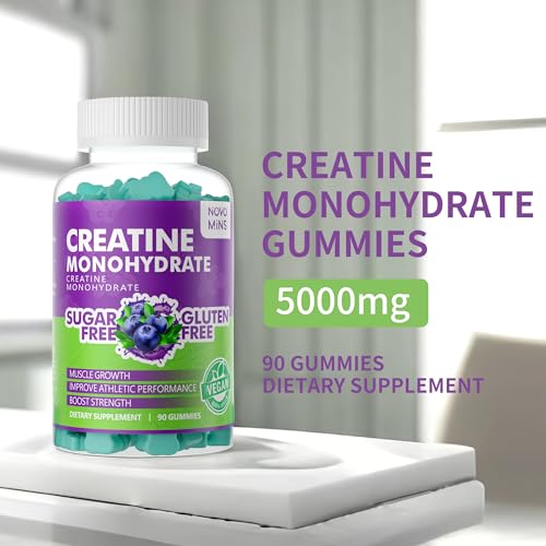 Novomins Creatine Monohydrate Gummies 5000mg for Men & Women, Chewables Creatine