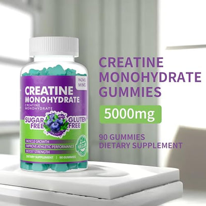 Novomins Creatine Monohydrate Gummies 5000mg for Men & Women, Chewables Creatine