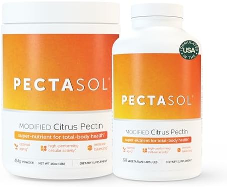 PectaSol Modified Citrus Pectin – 454g Powder + 270 Capsules – Promotes Optimal Long-Term Health & Healthy Aging – Super Nutrient Backed by 100+ Clinical Studies, Physician Formulated & Recommended