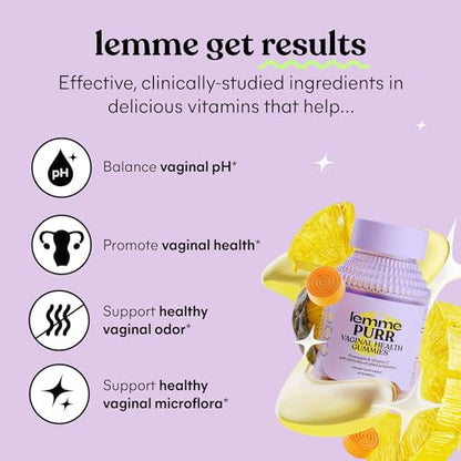 Lemme Purr Vaginal Probiotic Gummies for Women - Balanced pH, Healthy Odor, Yeast Balance & Flora
