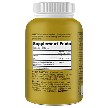 Qunol Ubiquinol CoQ10 200mg Softgels, Powerful Antioxidant for Heart and Vascular