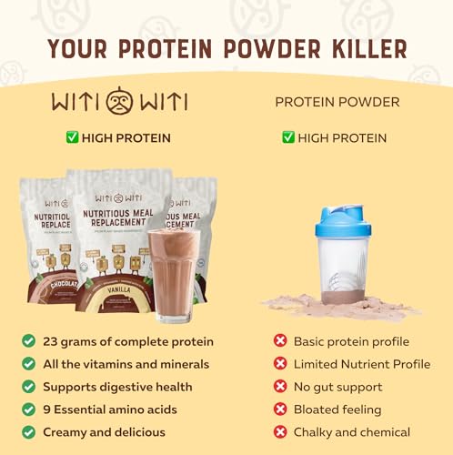 WitiWiti Vegan Meal Replacement, Vanilla - Plant Based Protein Powder 23g - Superfood