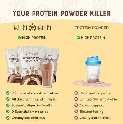 WitiWiti Vegan Meal Replacement, Vanilla - Plant Based Protein Powder 23g - Superfood