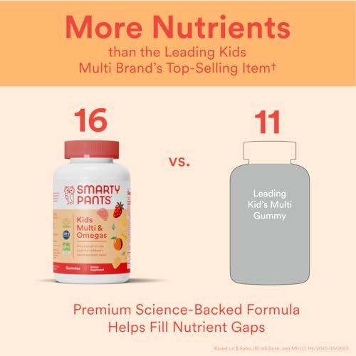 SmartyPants Kids Multivitamin Gummies: Omega 3 Fish Oil (EPA/DHA), Vitamin D3, C