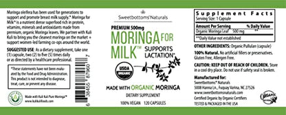 Lactation Supplement - Organic Moringa Capsules for Breastfeeding Support to Increase