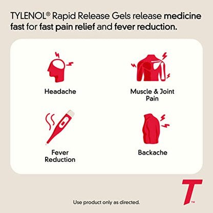 Tylenol Extra Strength Acetaminophen Rapid Release Gels for Pain & Fever, 50 Count