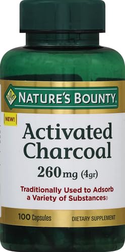 Nature's Bounty Activated Charcoal 260 mg, 100 Capsules, Dietary Supplement to Support