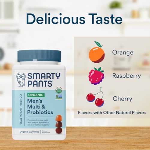 SmartyPants Multivitamin for Men, Organic Gummies: Probiotics, CoQ10, Methylfolate