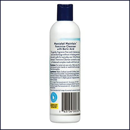 Monistat Boric Acid Feminine Cleanser, Fragrance Free Feminine Wash, 10 Fl