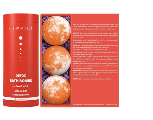 Natural Detox Fizzing Bubble Bath Bombs Apple Cider Ginger & Lemon Essential Oils Cleanse