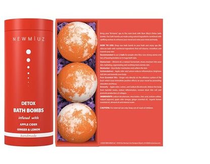 Natural Detox Fizzing Bubble Bath Bombs Apple Cider Ginger & Lemon Essential Oils Cleanse