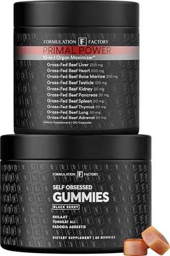 Formulation Factory Self Obsessed Shilajit Gummies x Primal Power (Bundle) – Men's Botanical & Ancestral Vitality Stack with Shilajit, Tongkat Ali, Grass-Fed Beef Liver, Heart & Bone Marrow