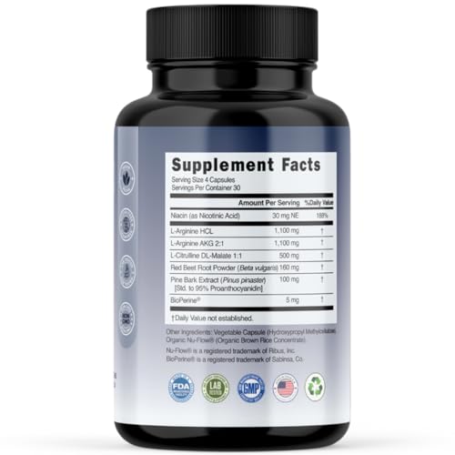 Evolve Nutraceuticals Nitric Oxide Booster 5X Strength, 120ct, Stamina & Endurance