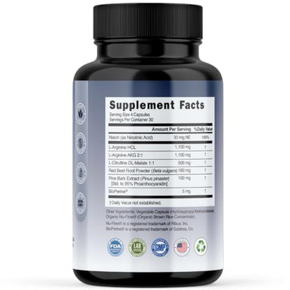 Evolve Nutraceuticals Nitric Oxide Booster 5X Strength, 120ct, Stamina & Endurance